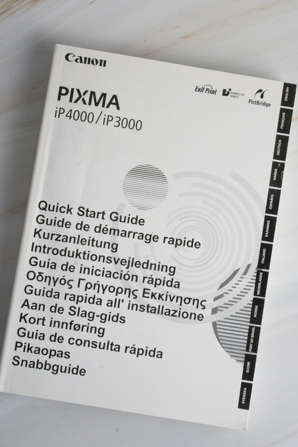 webersfotoshop Canon Pixma iP4000 / iP3000 Kurzanleitung mehrsprachig Quick Start Guide; gebraucht