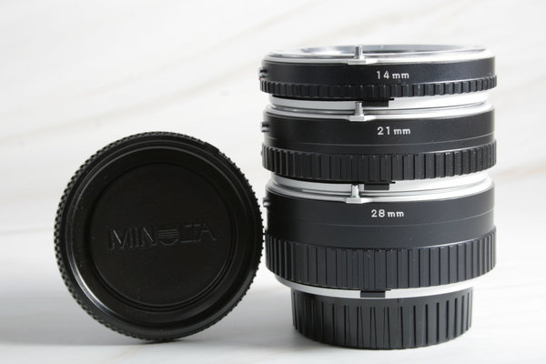 webersfotoshop Minolta Zwischenringe 14/21/28mm Zwischenringsatz 5teilig mit Minolta MD Anschluß